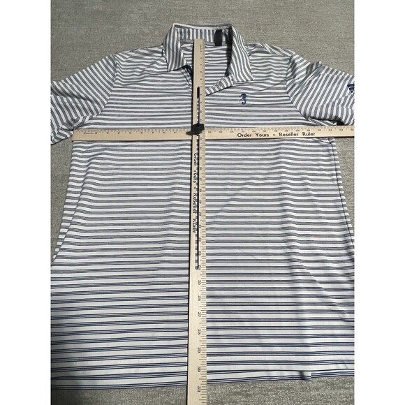 Adidas Shirt Men’s Large Polo Blue Stripes With Logo - Picture 7 of 11